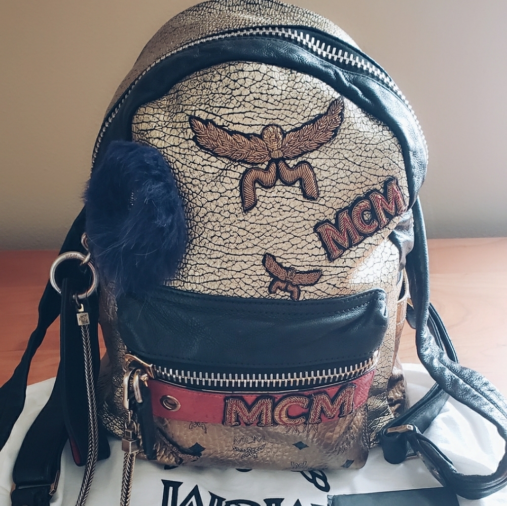 MCM insignia leather small backpack